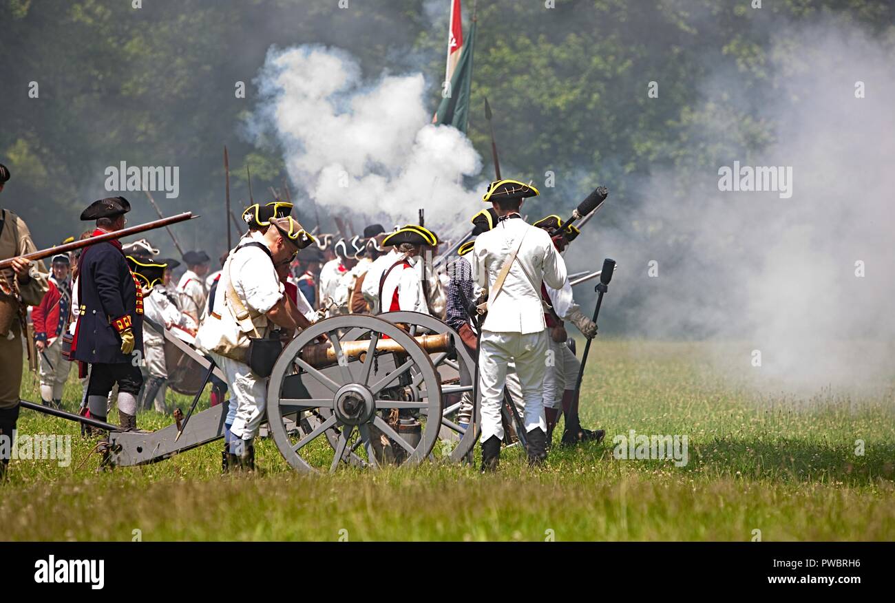 Annual Reenactment of the Battle of Monmouth, Revolutionary war reenactment . Stock Photo
