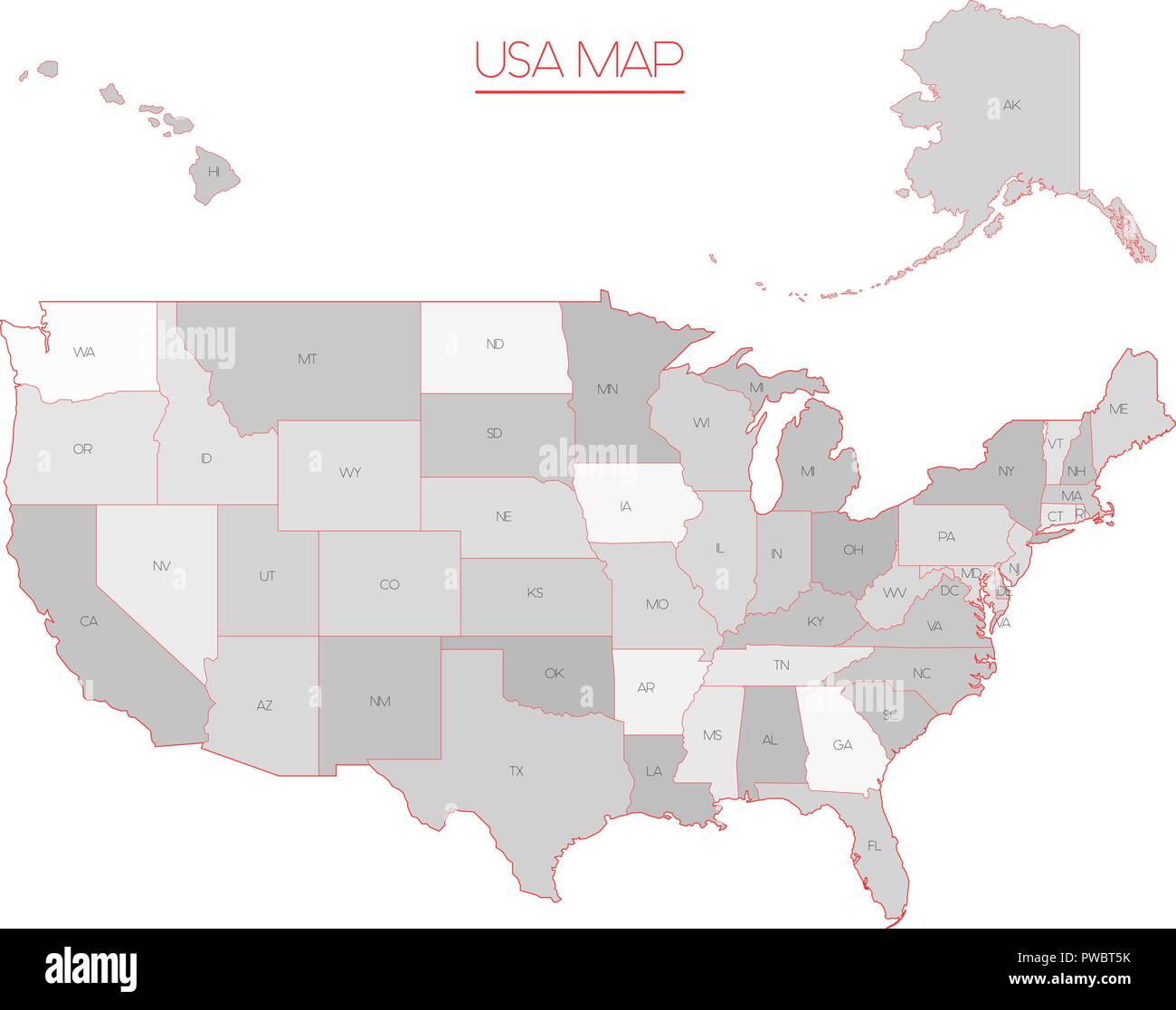United States of America vector map in grey Stock Vector
