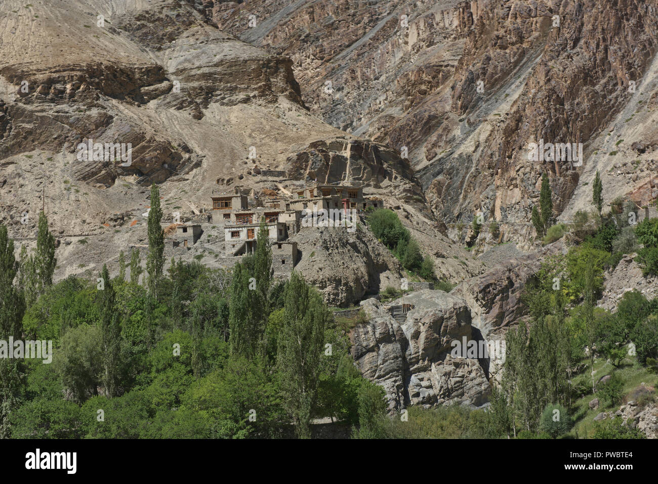 Adobe homes in the Aryan Valley, Ladakh, India Stock Photo