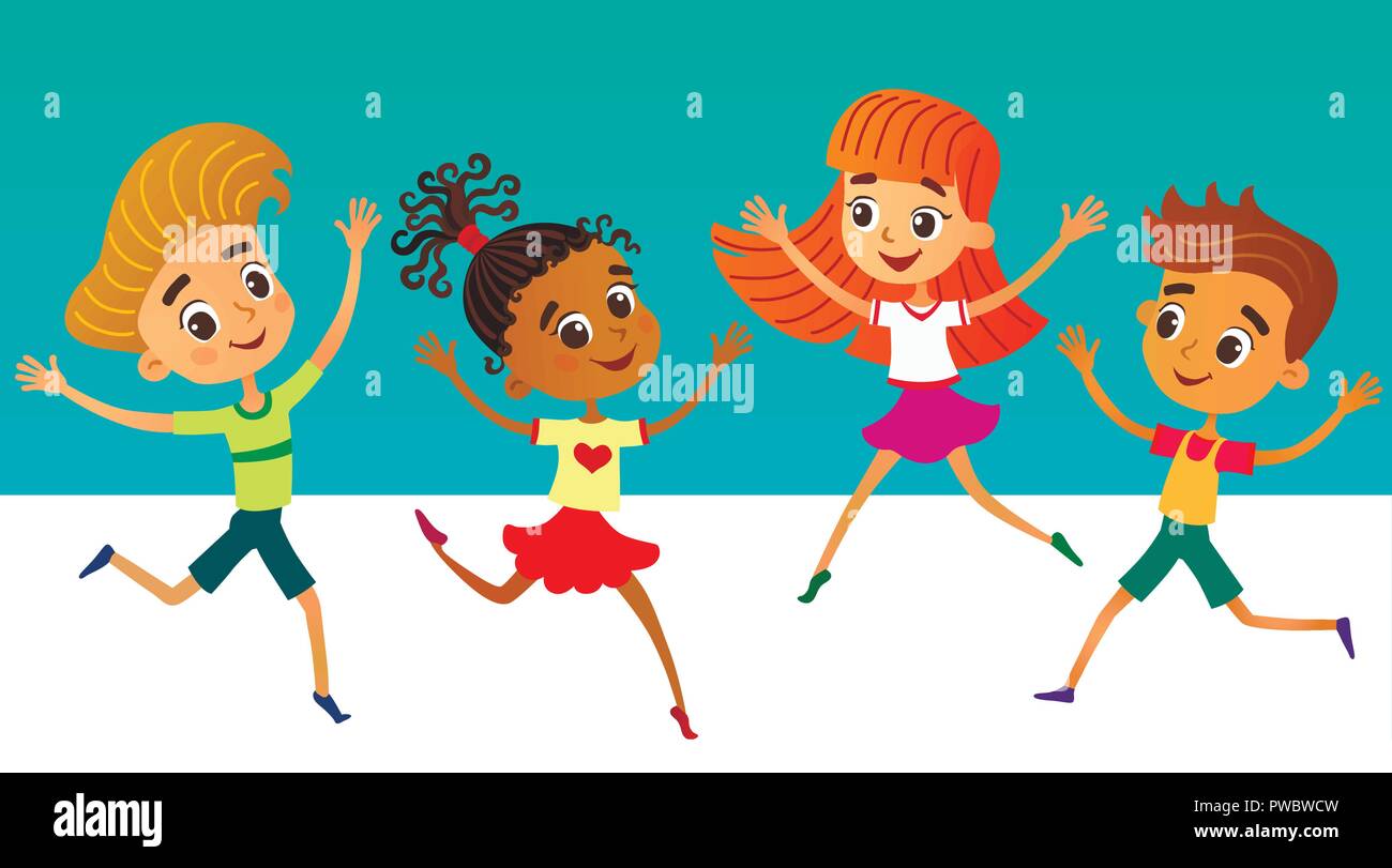collection of happy children in different positions Stock Vector