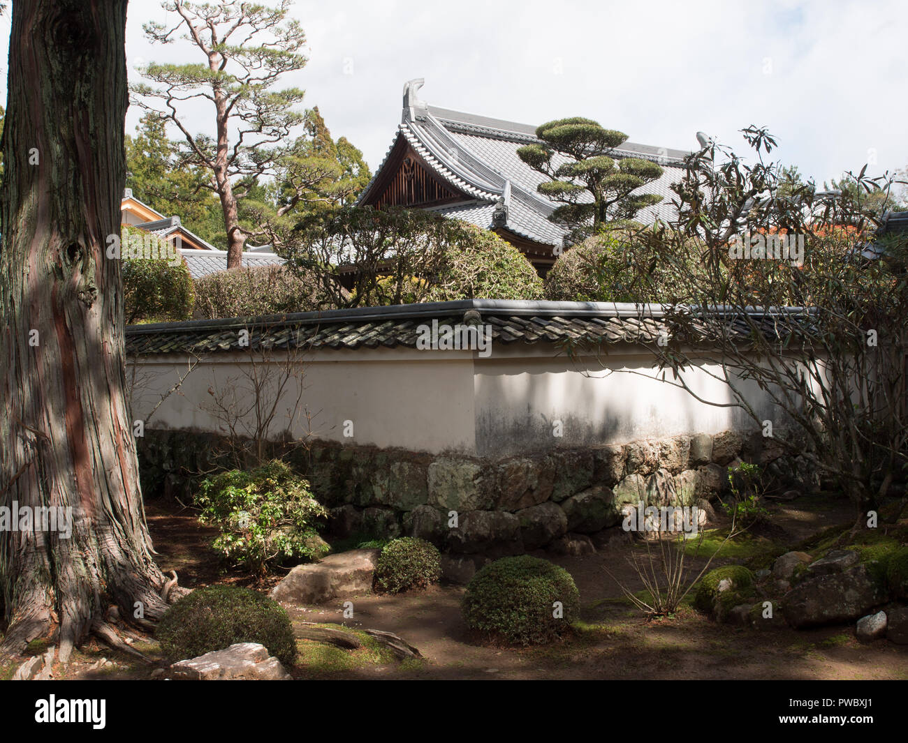 Temple garden, Kokubunji temple 29,  Shikoku 88 temple pilgrimage,  Kochi, Japan Stock Photo