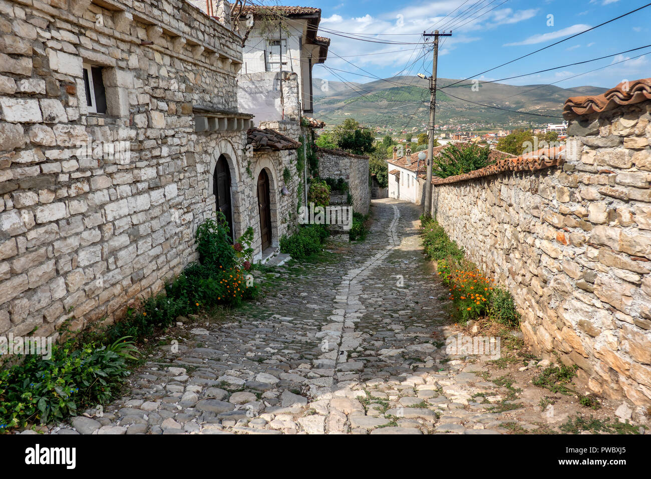 Berat city of 1000 windowns in Albania Stock Photo
