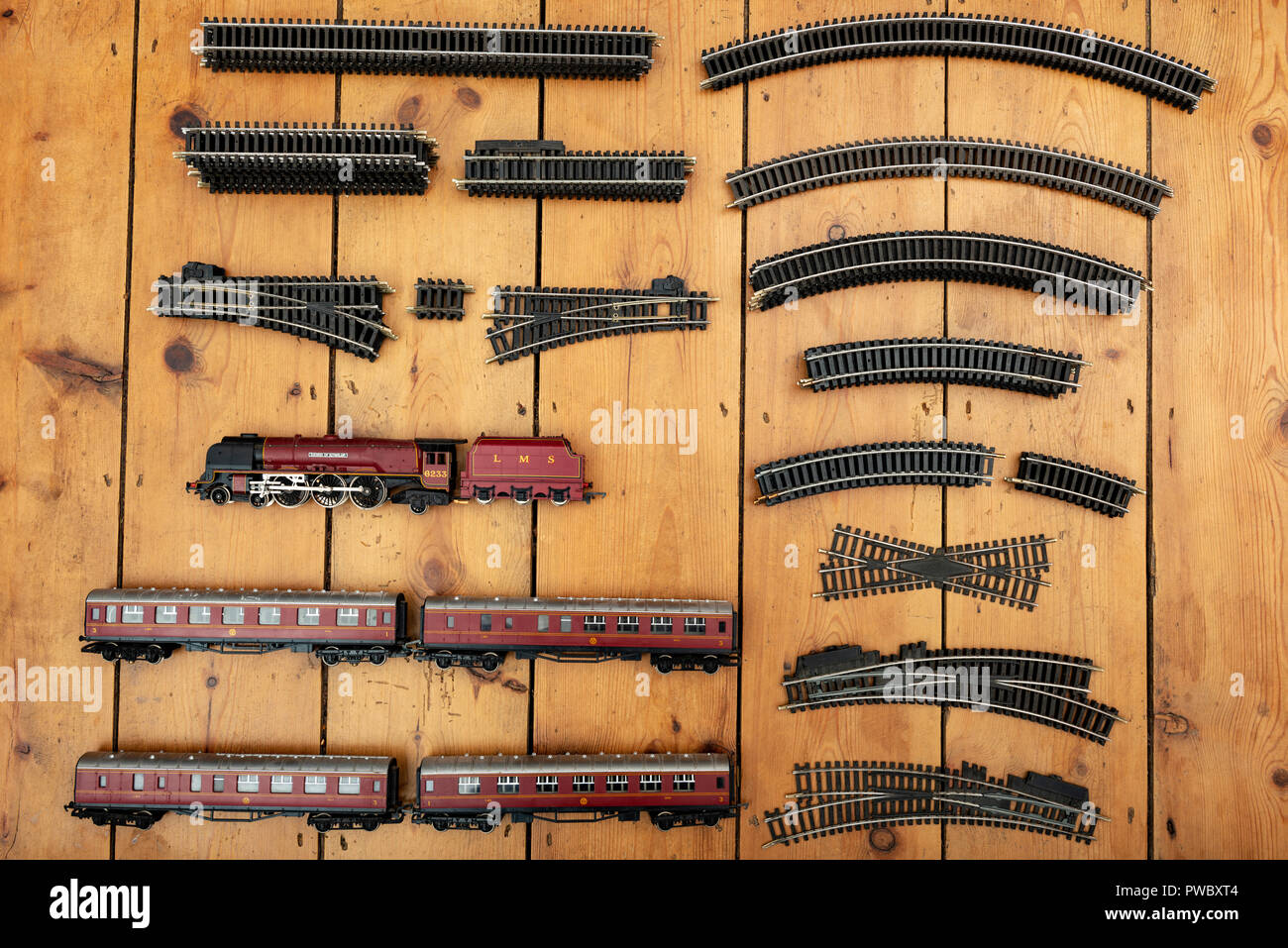 Hornby Duchess of Sutherland toy train set with railway track Stock Photo -  Alamy