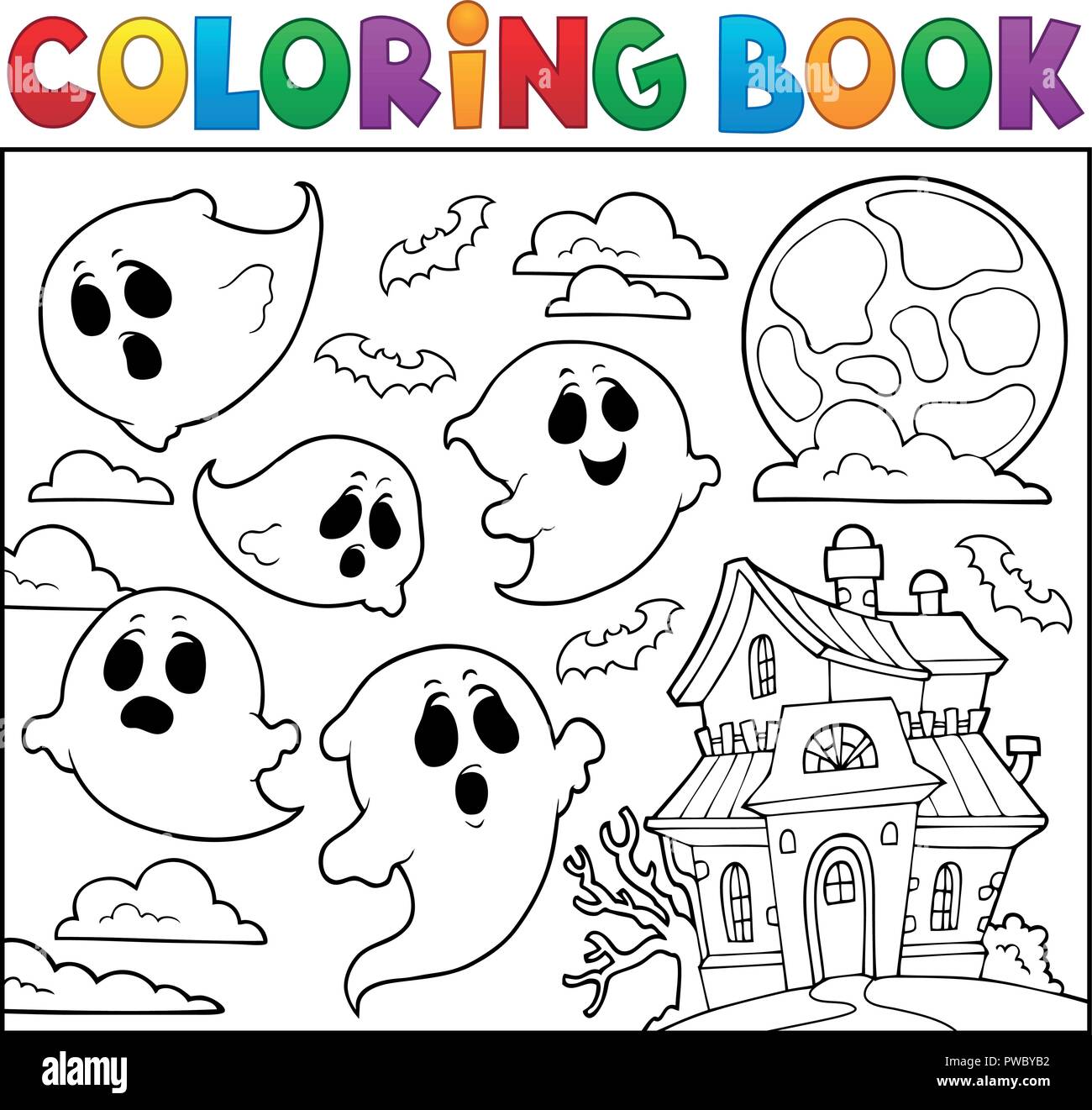 Coloring book ghost theme 6 - eps10 vector illustration Stock Vector