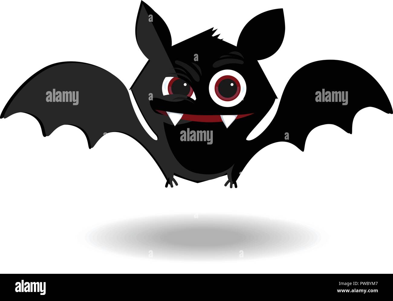 Vector cartoon illustration of cute friendly black bat character ...