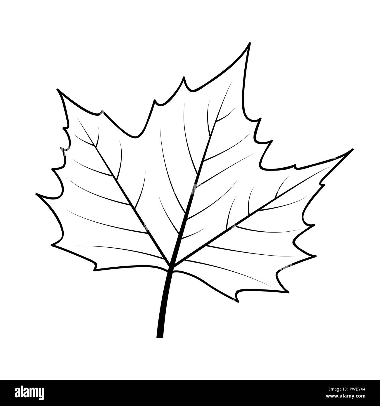 autumn leaf icon outline on white background vector illustration Stock Vector