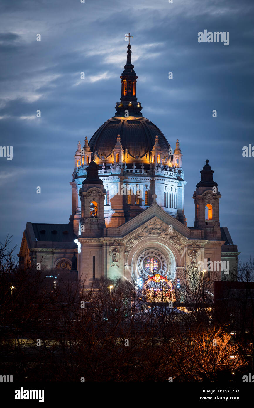 The Cathedral of Saint Paul illuminated for the Red Bull Crashed Iced 2018 event. Stock Photo