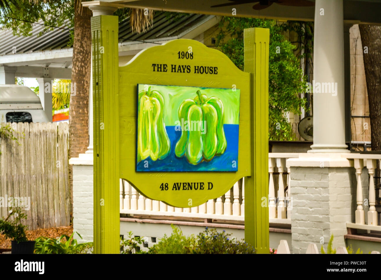 the Hays House Bed and Breakfast sign in Apalachicola, Florida, in the