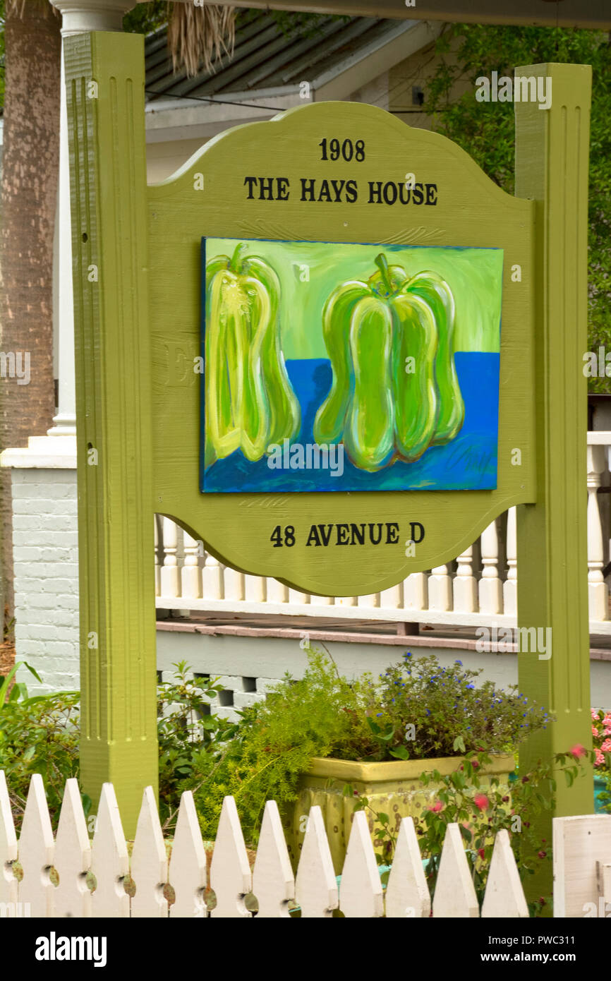 the Hays House Bed and Breakfast sign in Apalachicola, Florida, in the