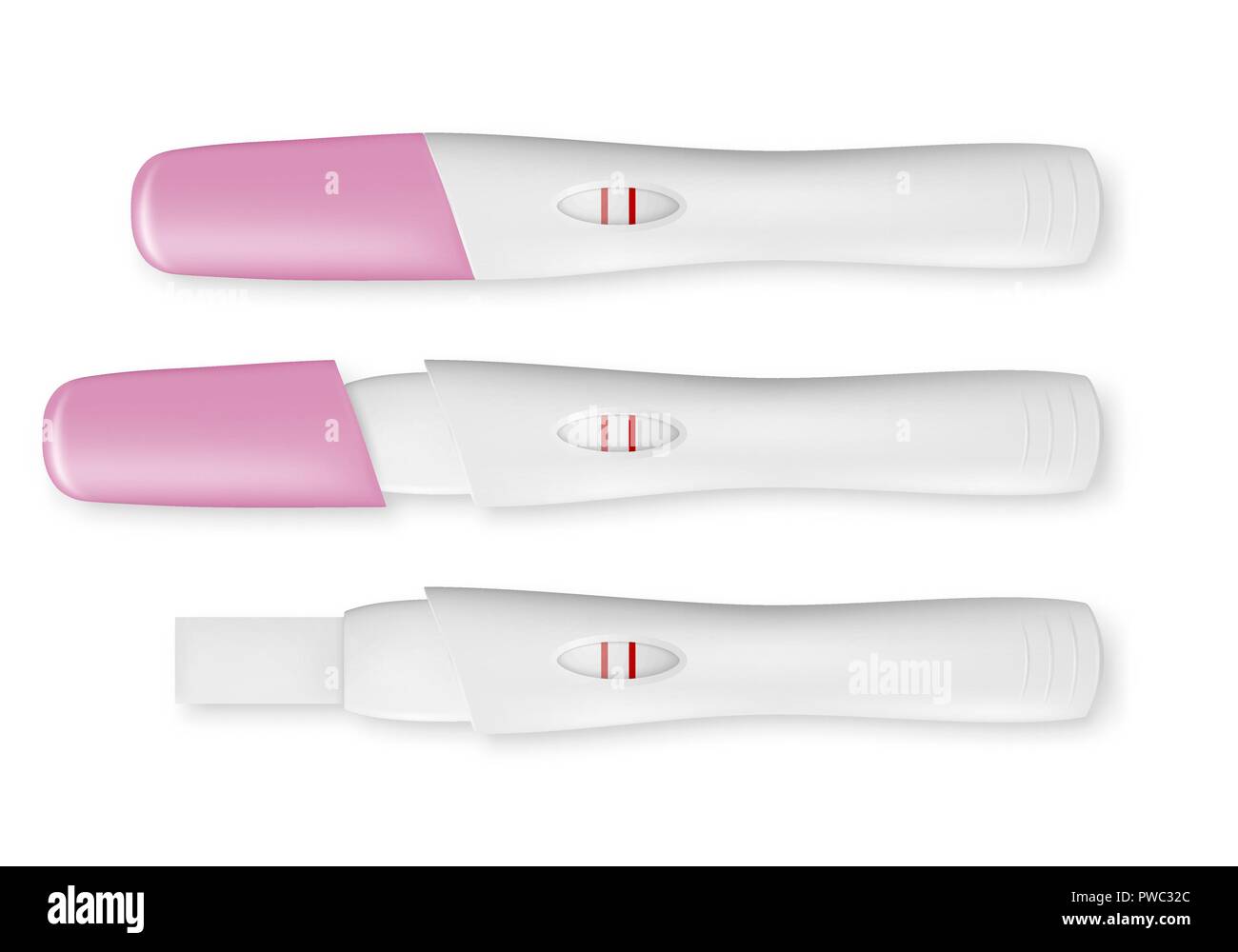 Vector realistic 3d pregnancy test with positive result set icon closeup  isolated on white background. Closed and opened pregnant tests. Planning a  baby, motherhood and healthcare concept. Top view Stock Vector Image