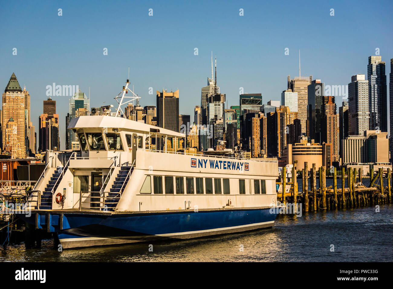 NY Waterway Boat _ Weehawken, New Jersey, USA Stock Photo