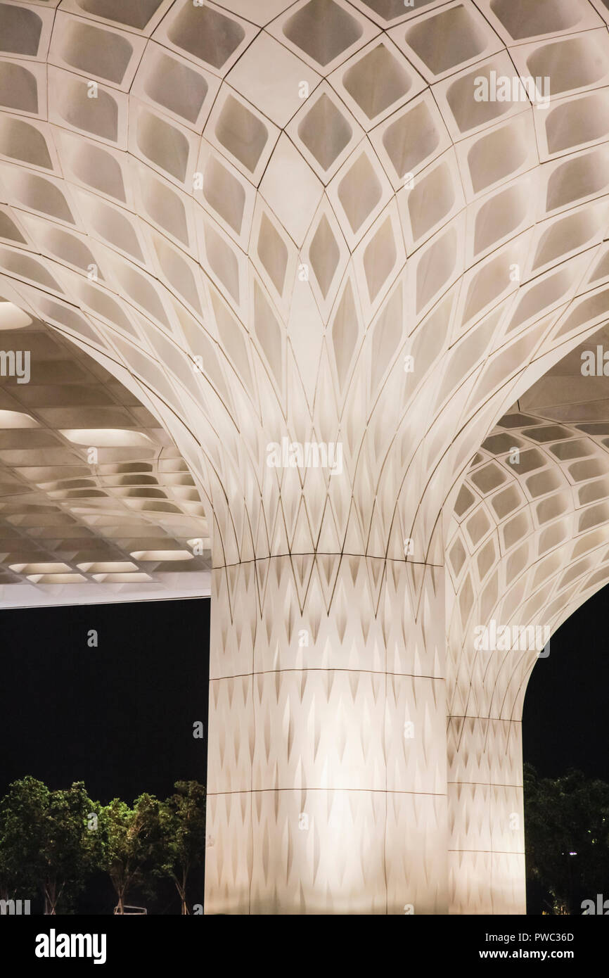 Architectural detail of a pillar in Mumbai International Airport, Chhatrapati Shivaji International Airport Terminal 2. Stock Photo