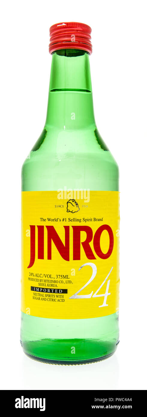 Winneconne, WI - 7 October 2018: A single bottle of Jinro 24 soju from  South Korea on an isolated background Stock Photo - Alamy