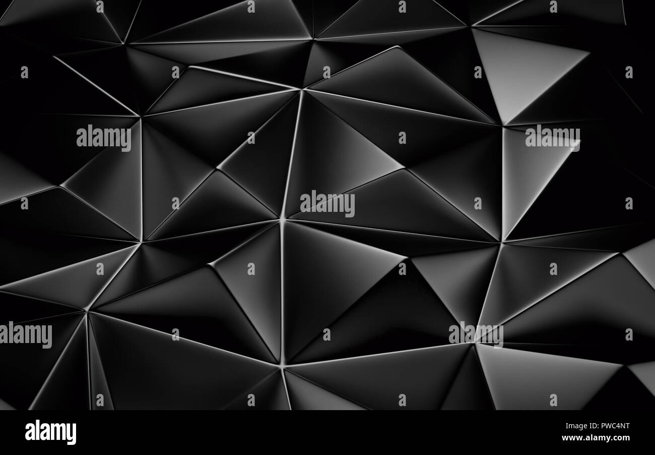 An abstract black geometrical background. 3D render Stock Photo
