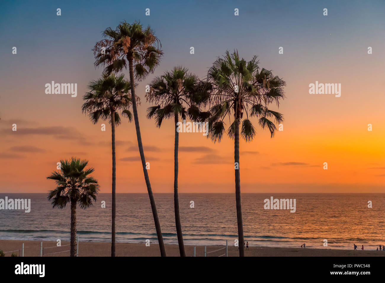 Beach at sunset in California Stock Photo