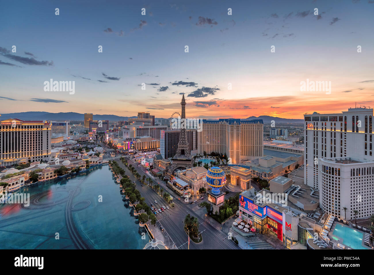 Las Vegas Strip at sunrise Stock Photo Alamy