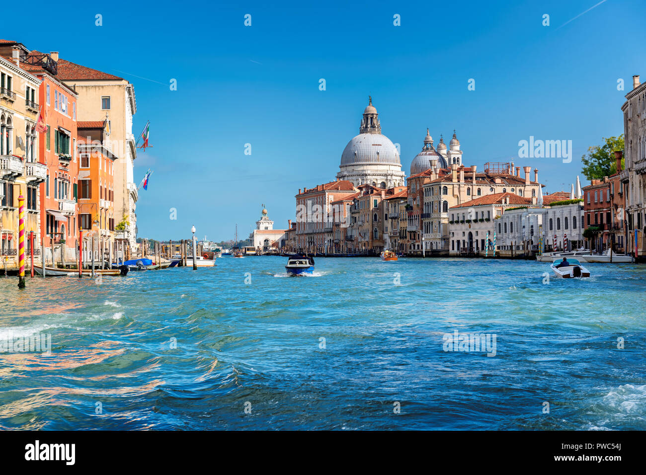 Grand canal and Basilica Santa Maria Della Salute, Venice, Italy. Stock Photo