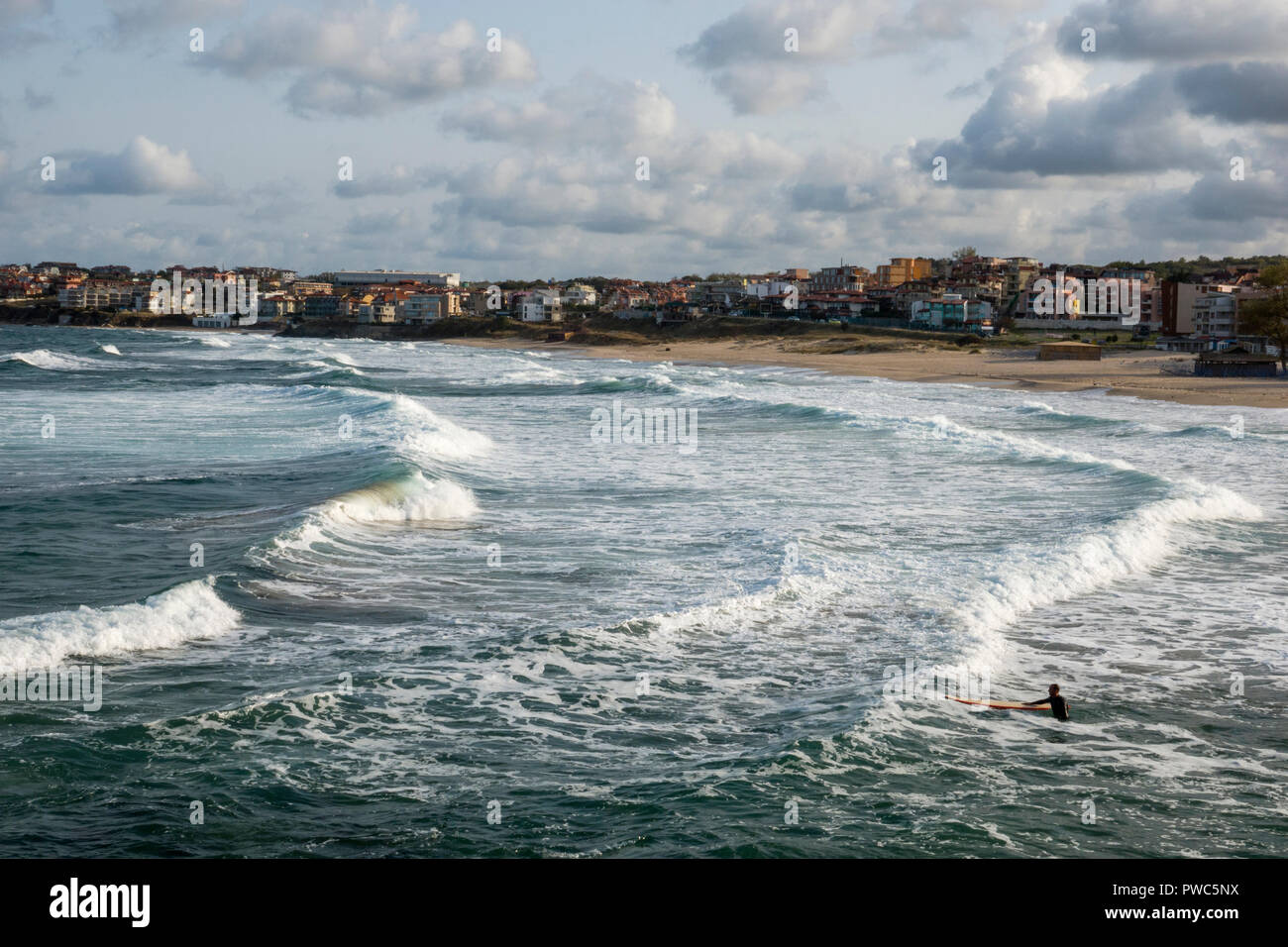 Surfing in the Black Sea at Sozopol beach, Bulgaria Stock Photo - Alamy
