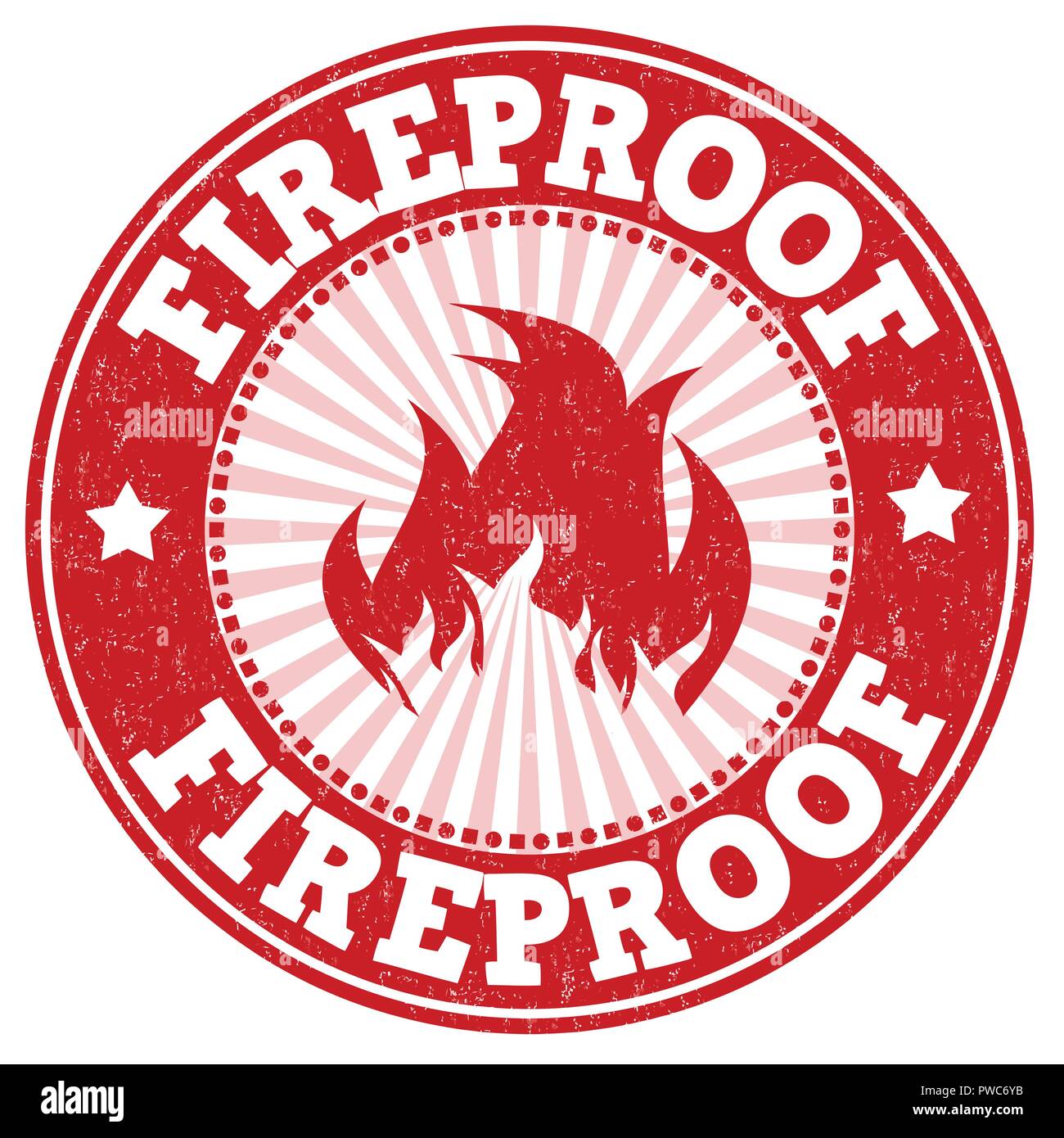 Fireproof sign or stamp on white background, vector illustration Stock Vector