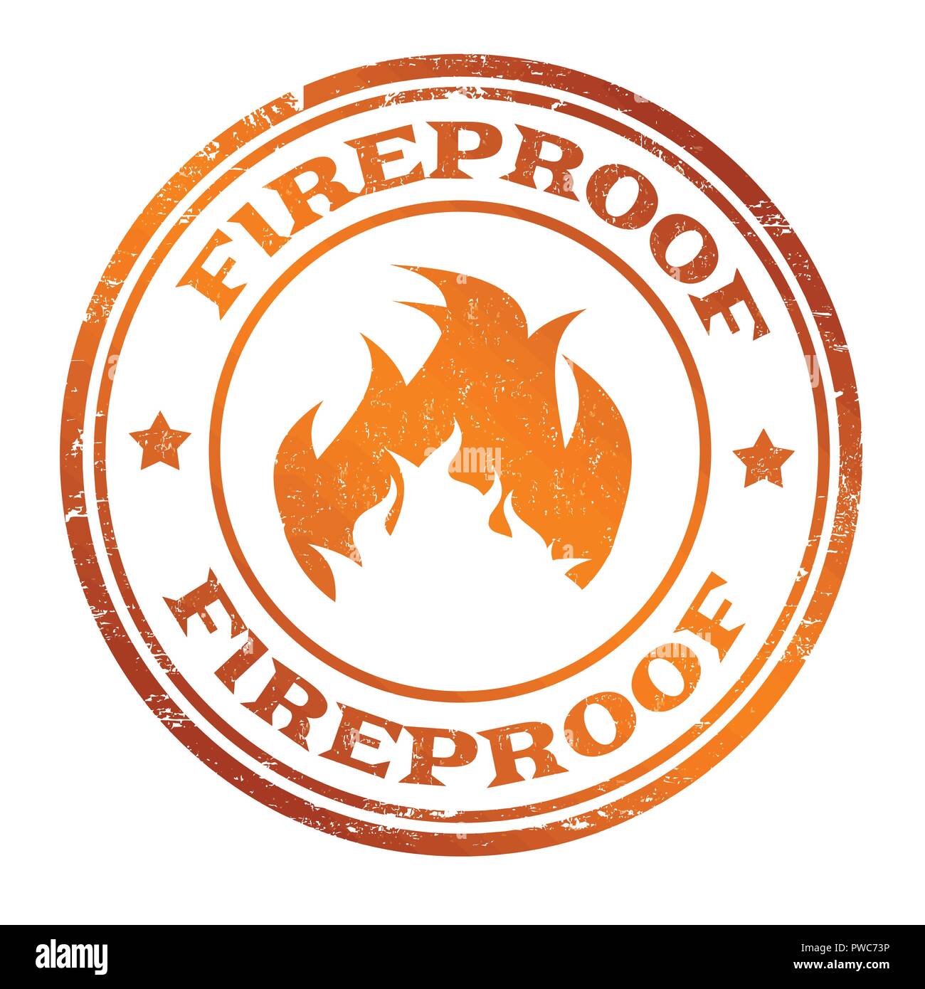 Fireproof sign or stamp on white background, vector illustration Stock Vector