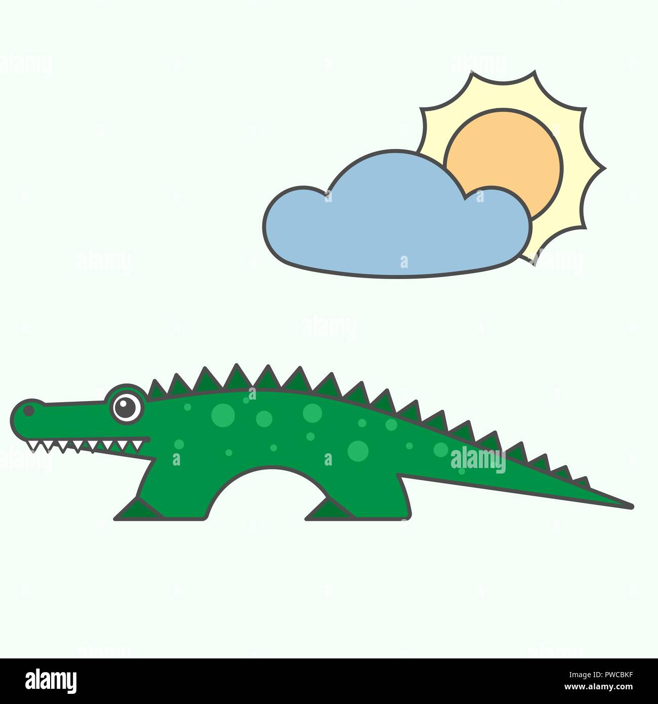 Crocodile cartoon style, vector art for kids Stock Vector