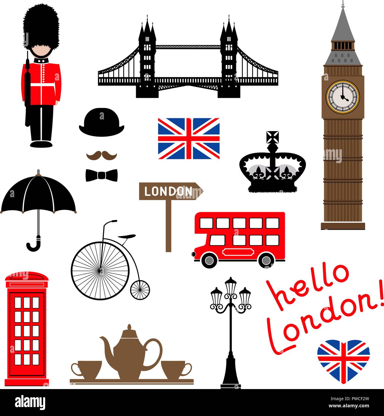 London city. Collection of themed vector clip-art. Eps 10 Stock Vector