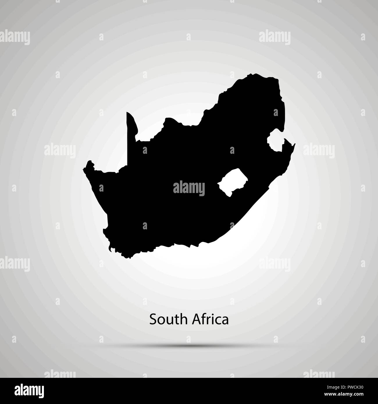 South Africa country map, simple black silhouette Stock Vector