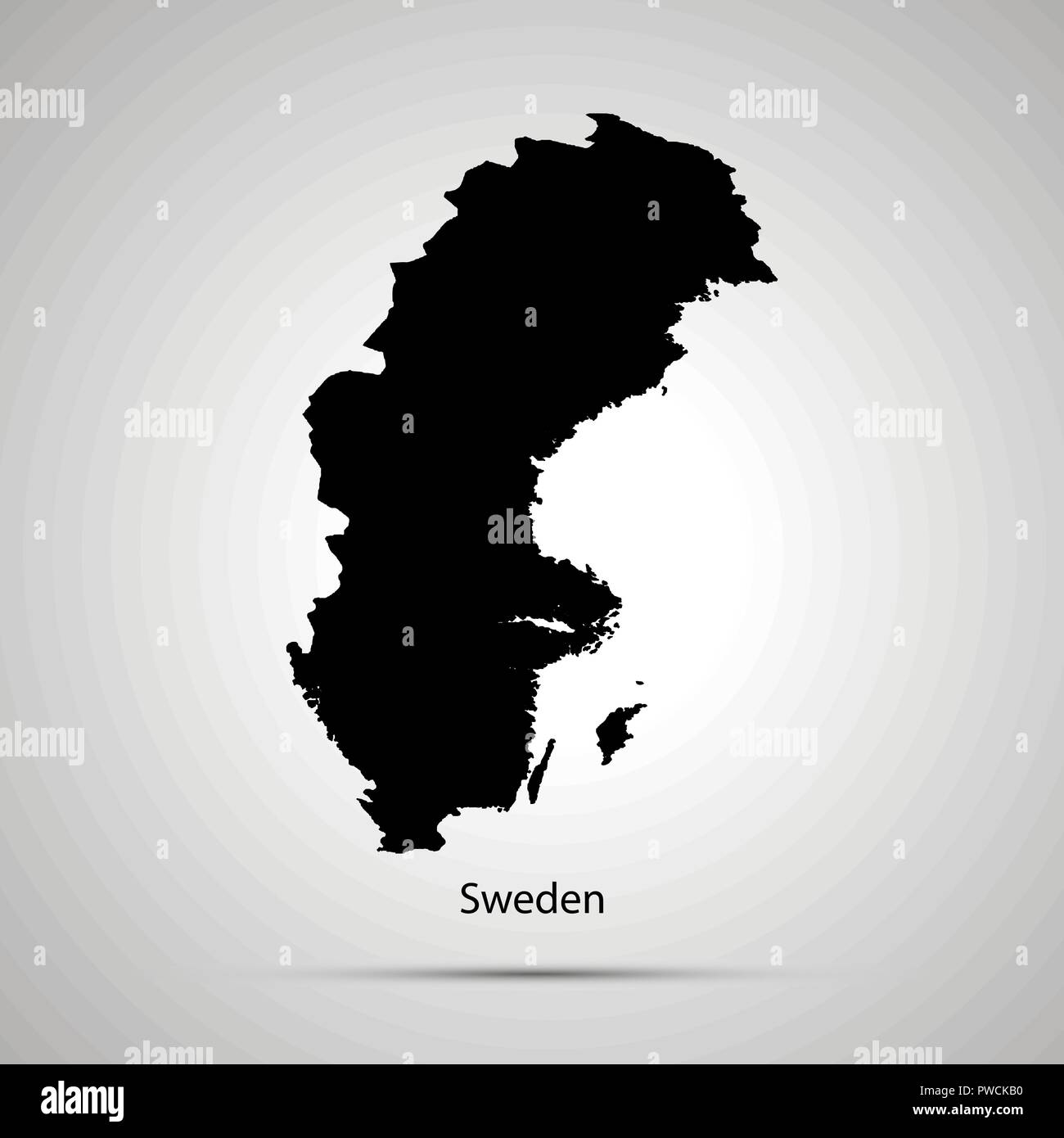 Sweden country map, simple black silhouette Stock Vector