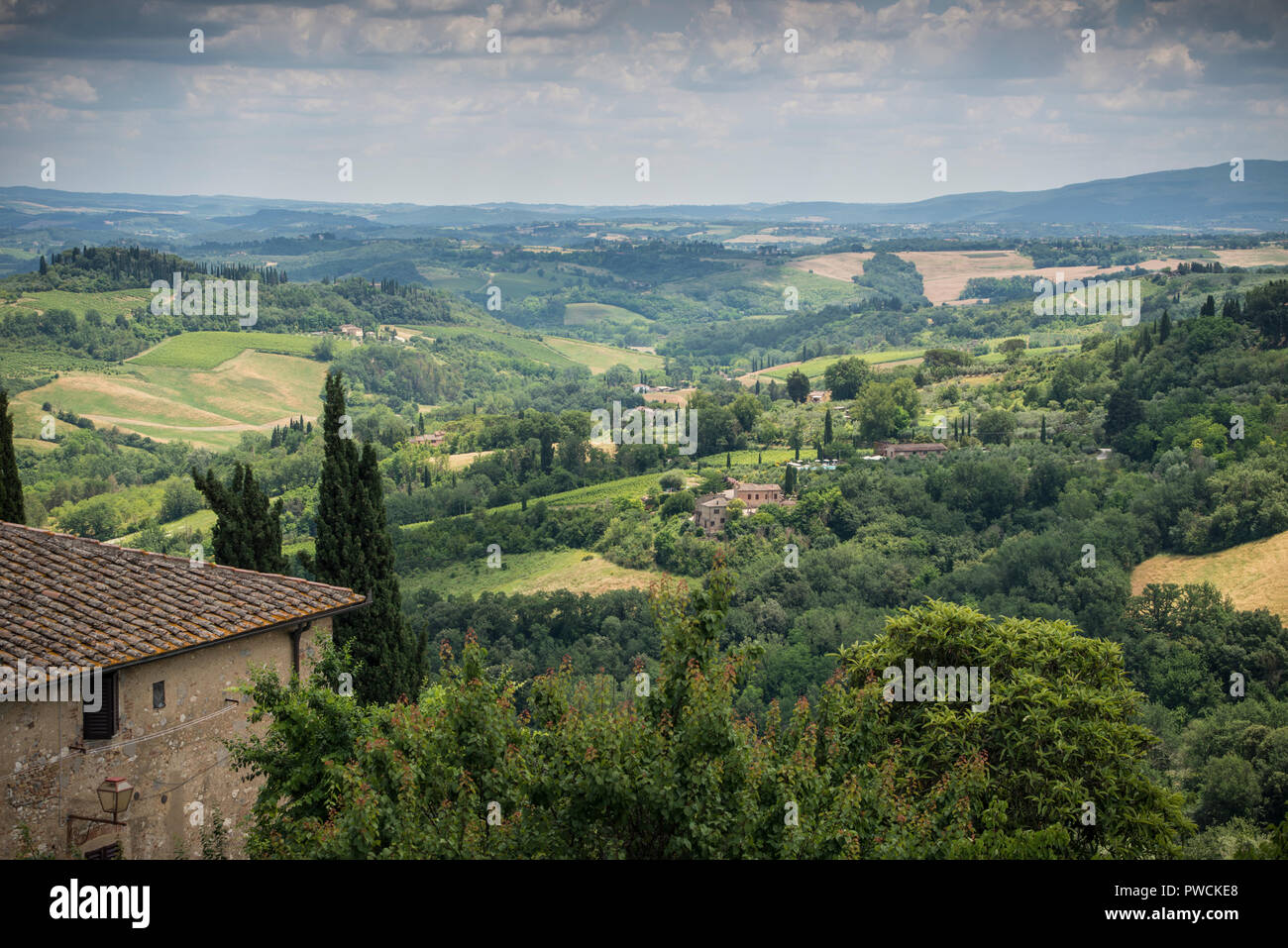 Surrounding areas of hill top town San Gimignano, Tuscany, Italy Stock Photo