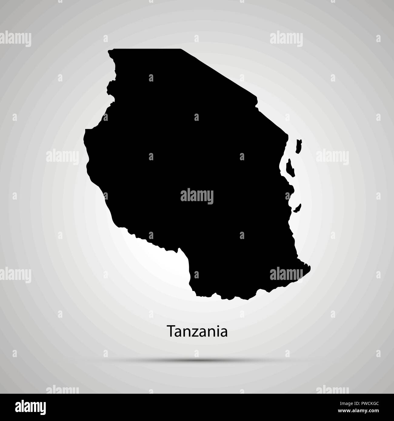Tanzania country map, simple black silhouette Stock Vector Image & Art ...