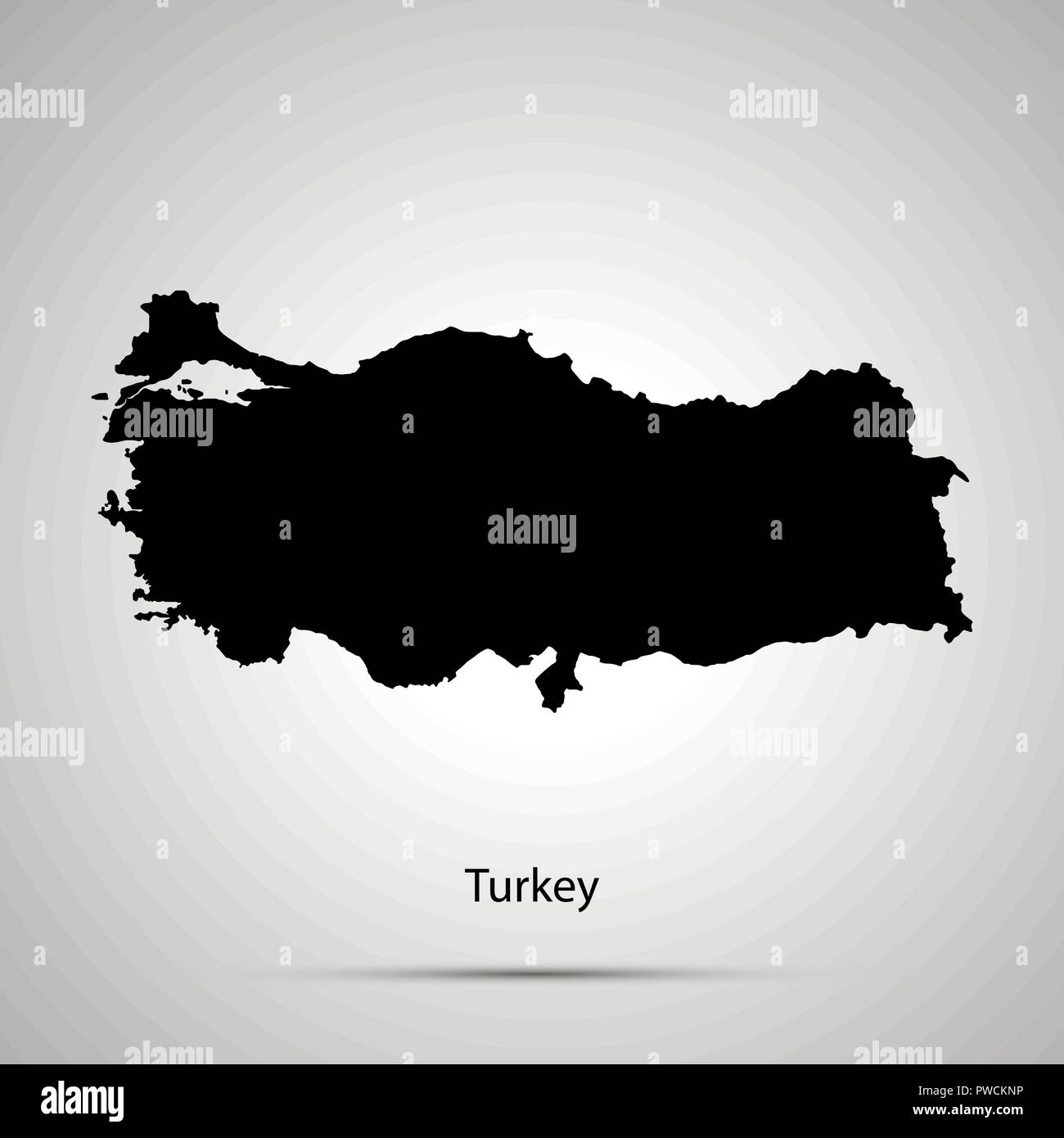 Turkey country map, simple black silhouette Stock Vector