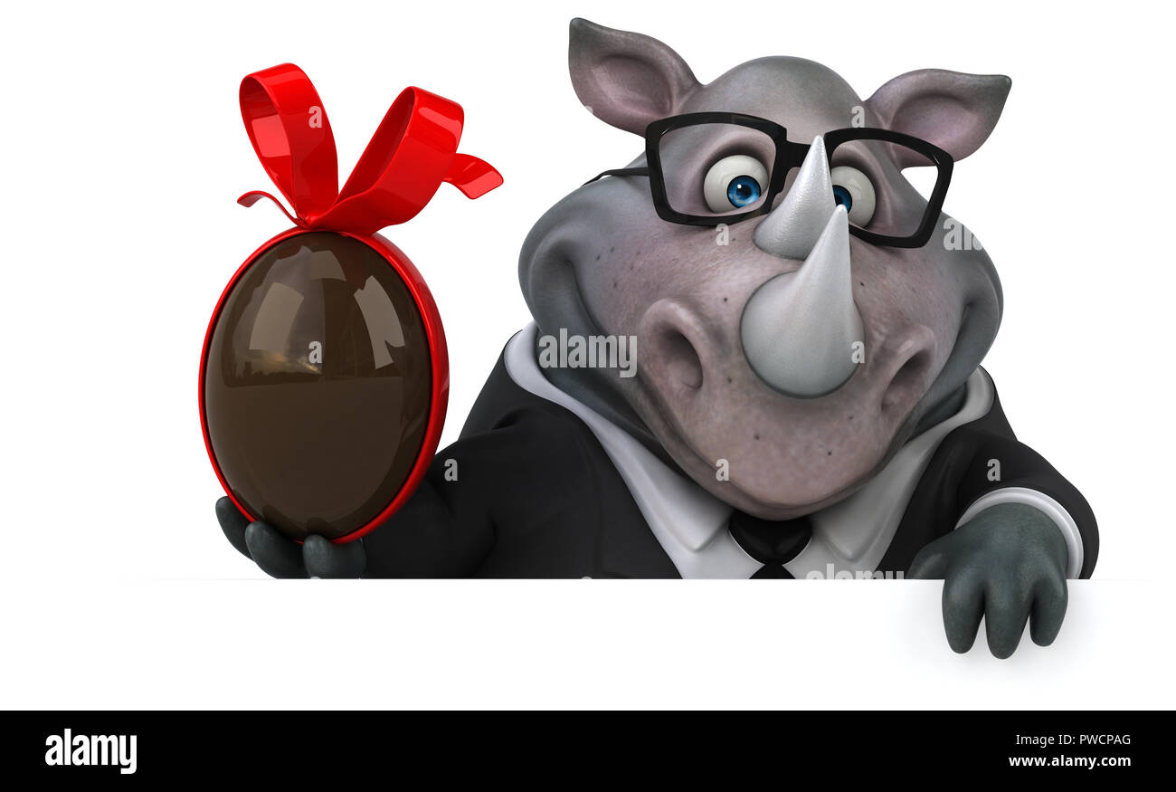 Fun rhinoceros - 3D Illustration Stock Photo