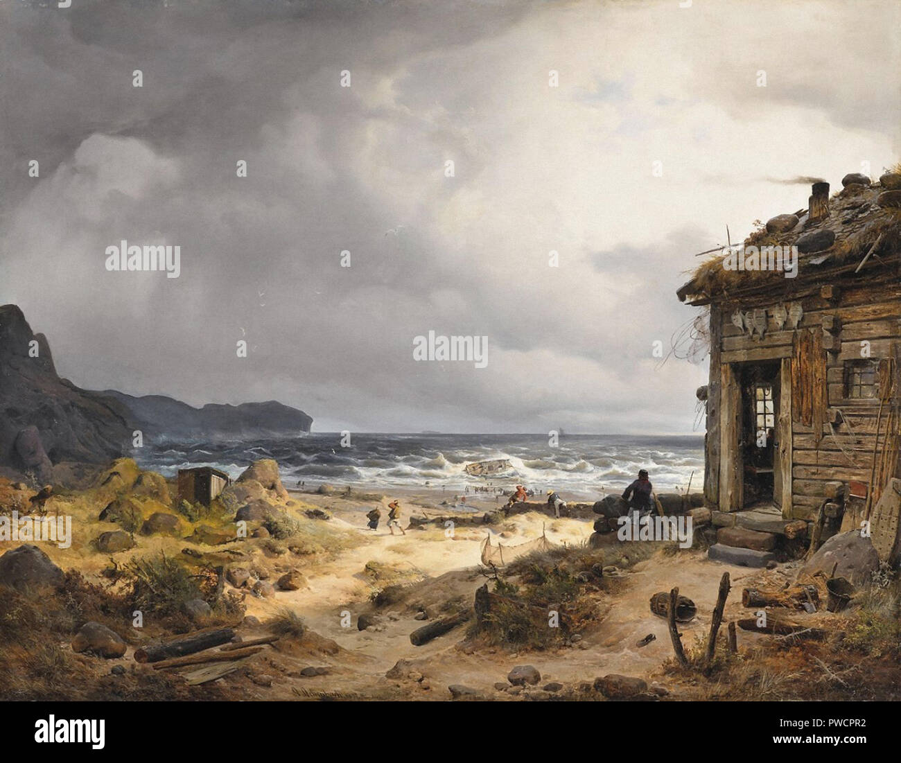 Achenbach  Andreas - Nordische K��cstenlandschaft Stock Photo