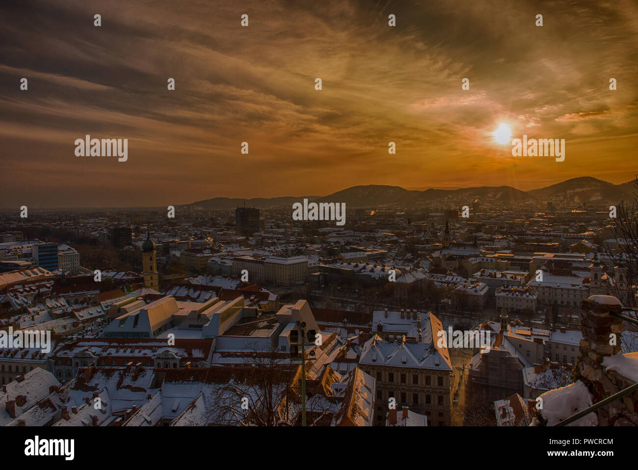 Aerial view of Graz in winter Stock Photo - Alamy
