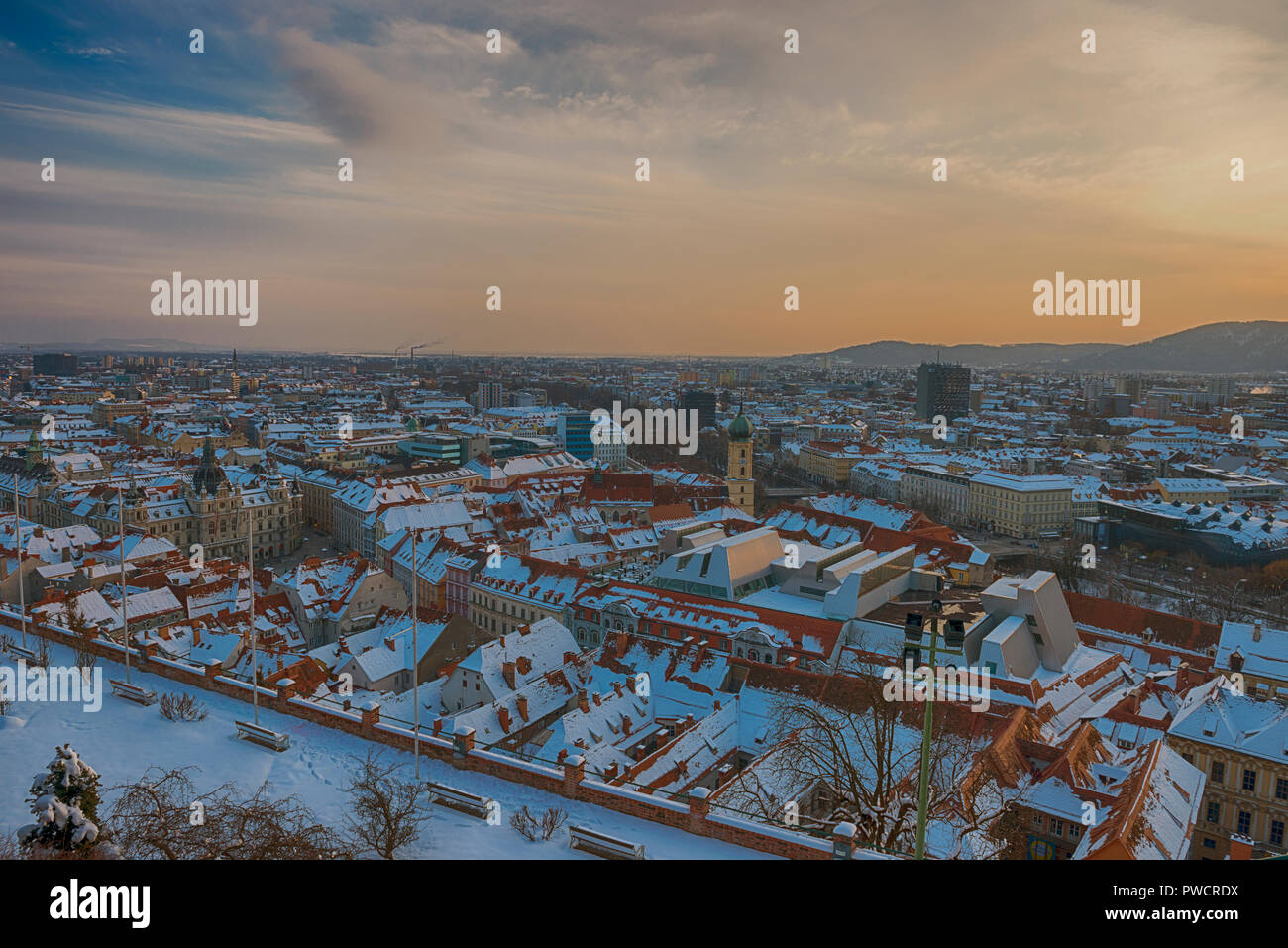 Aerial view of Graz in winter Stock Photo - Alamy