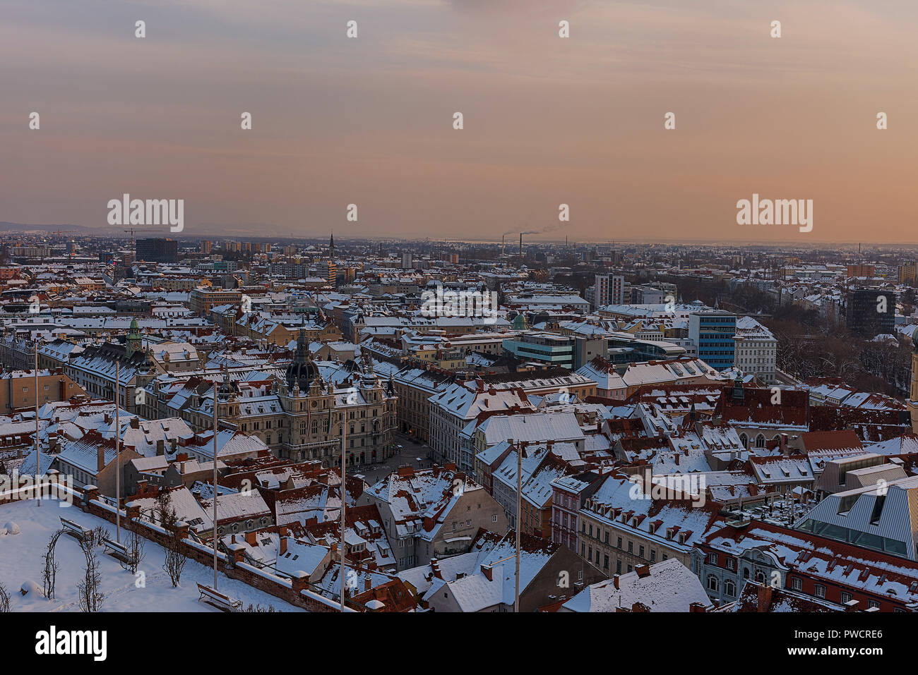 Aerial view of Graz in winter Stock Photo - Alamy