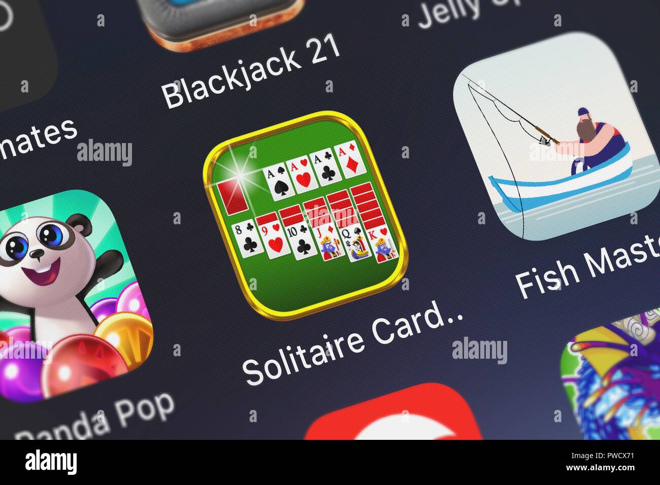 London, United Kingdom - October 15, 2018: Screenshot of Fiogonia Games's mobile app Solitaire Card Game Classic. Stock Photo
