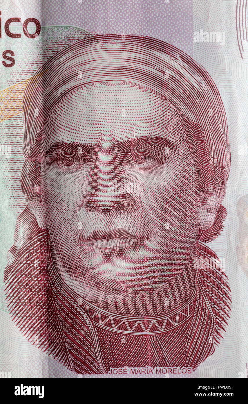 Portrait of Jose Maria Morelos y Pavon from 50 pesos banknote, Mexico