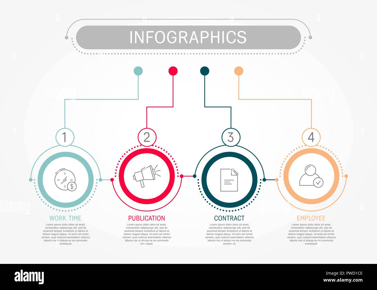 Modern flat vector illustration. Template of circular infographics with ...