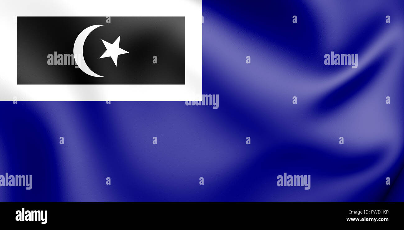 3D Flag of Kemaman (Terengganu), Malaysia. 3D Illustration. Stock Photo
