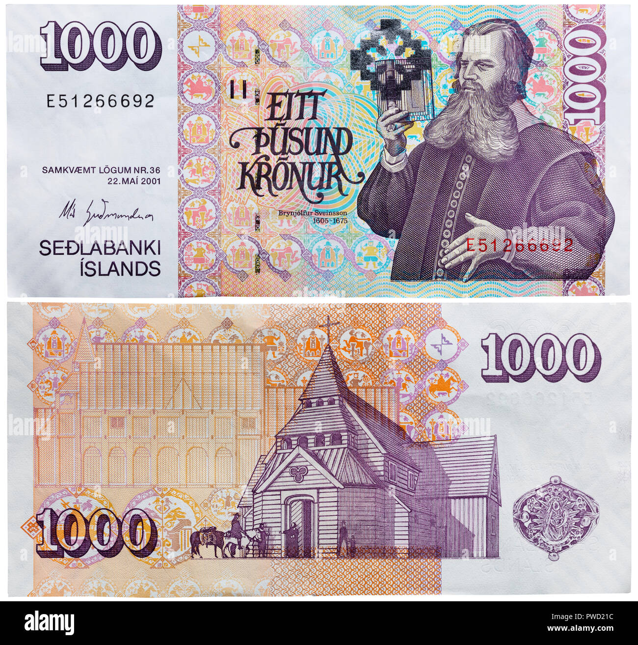Icelandic currency money 1000 kronur hires stock photography and