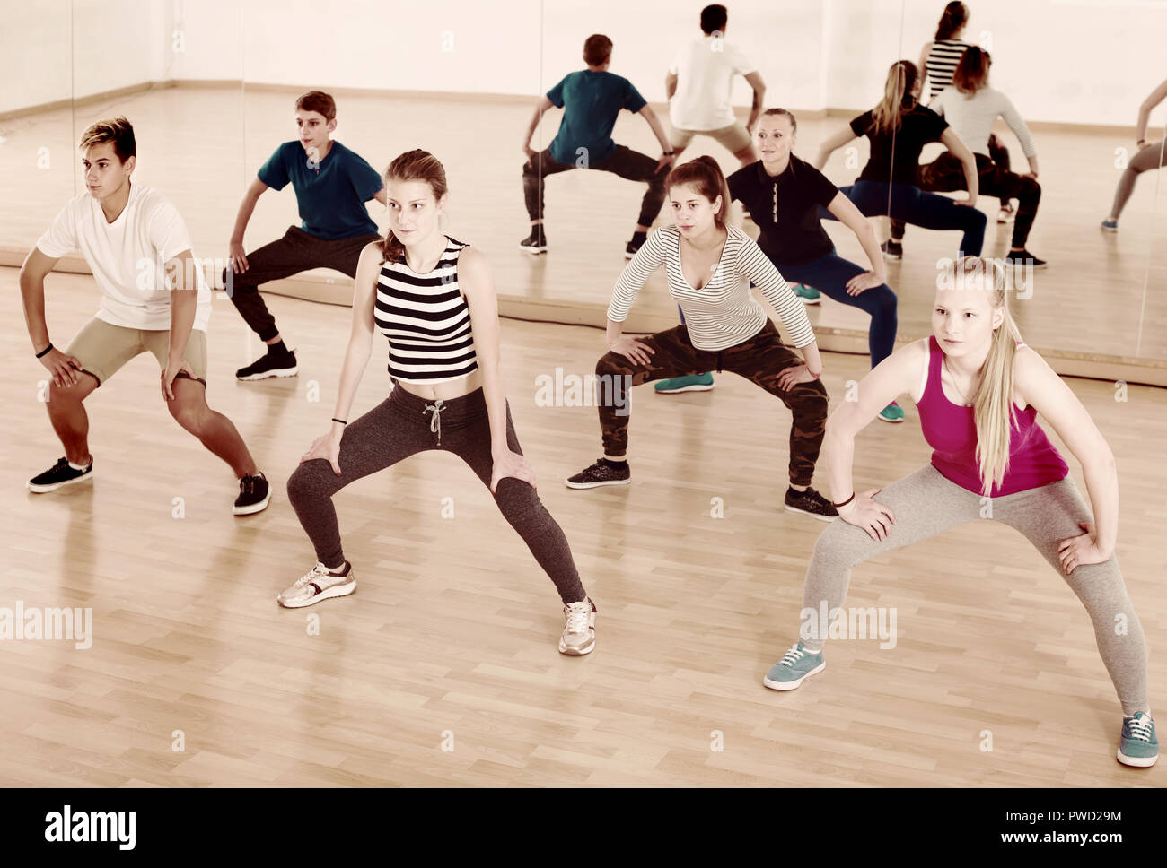 young students dancing contemporary in classroom Stock Photo - Alamy