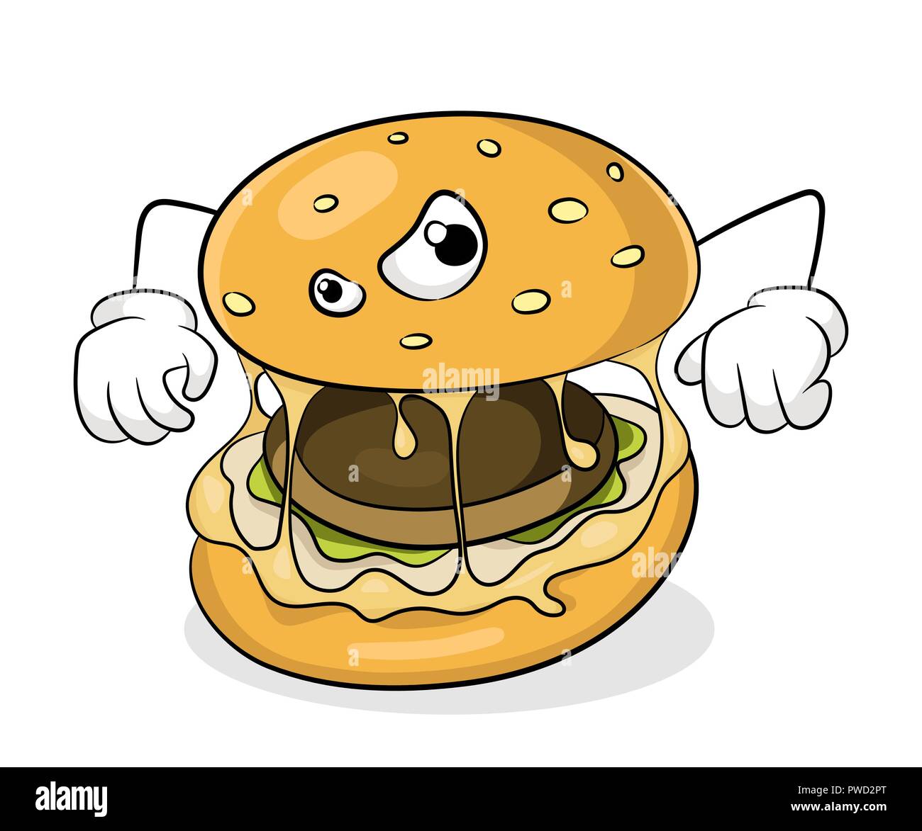 Fast food unhealthy eating concept bad hamburger. Vector illustration. Stock Vector