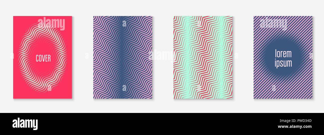 Minimalistic cover template set with gradients Stock Vector