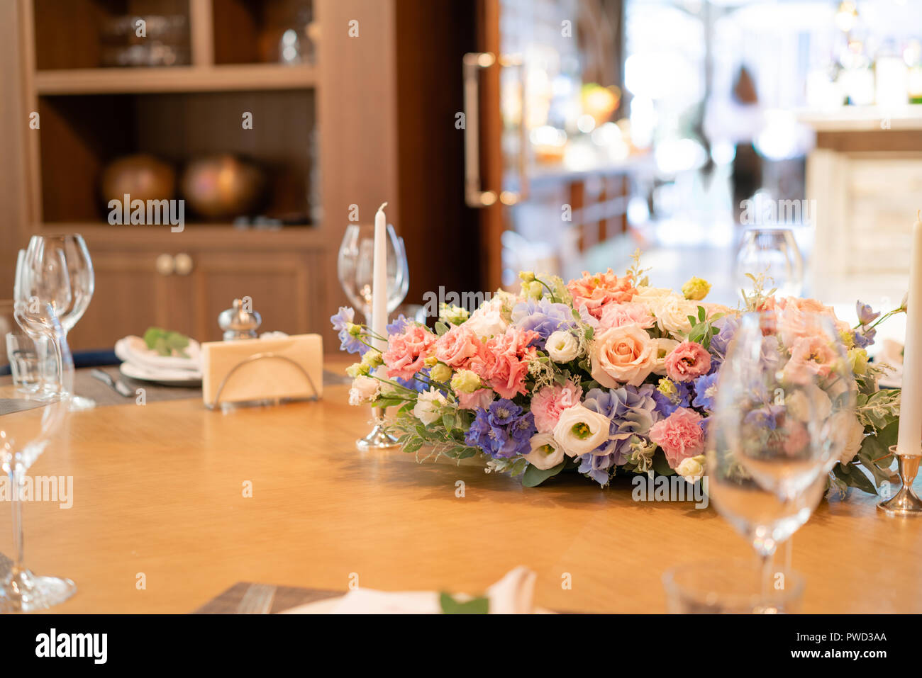 beautiful flower arrangement wedding banquet or gala dinner the wedding banquet table