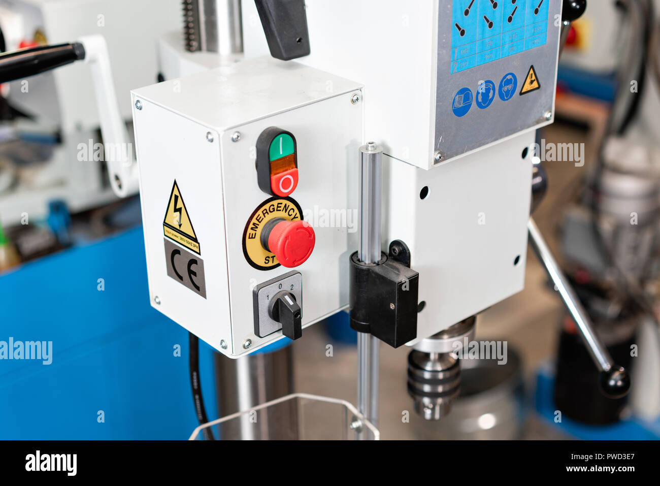 New Industrial Iron drill in interior. Closeup on the drill