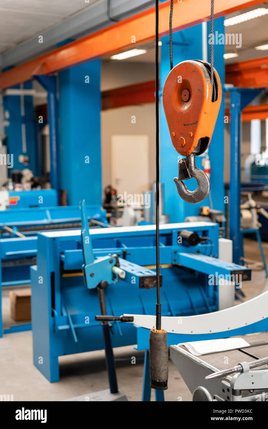 Crane hook. The system of pulleys and ropes, a hanging mechanism in the