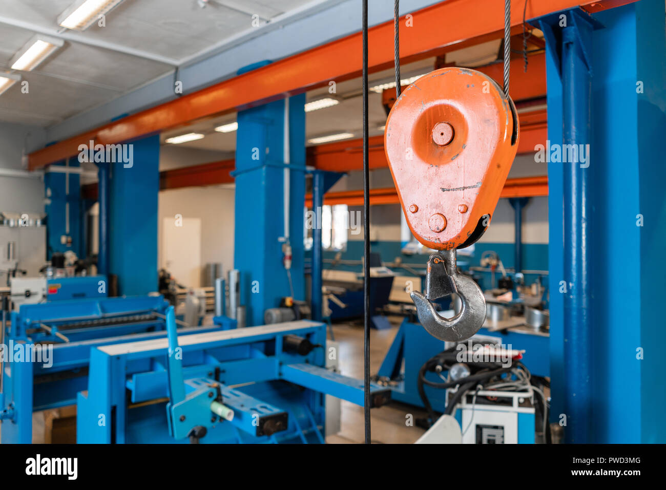 Crane hook. The system of pulleys and ropes, a hanging mechanism in the