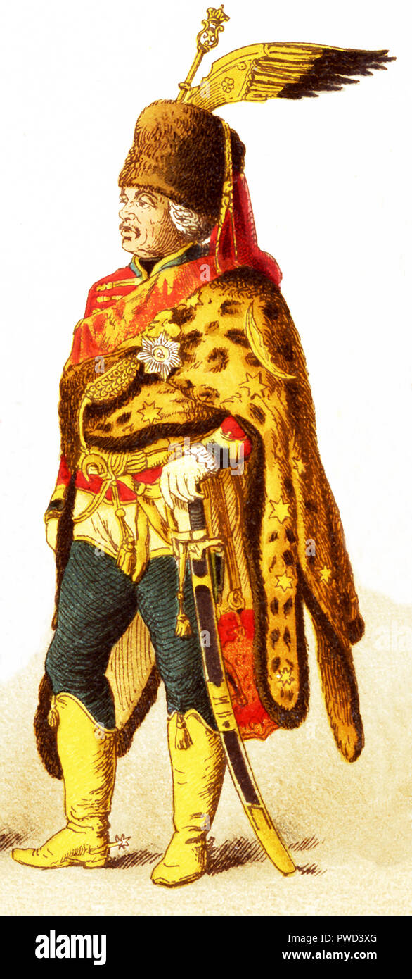 The Figure represented here is the German General Ziethen in the 1700s. The illustration dates to 1882. Stock Photo