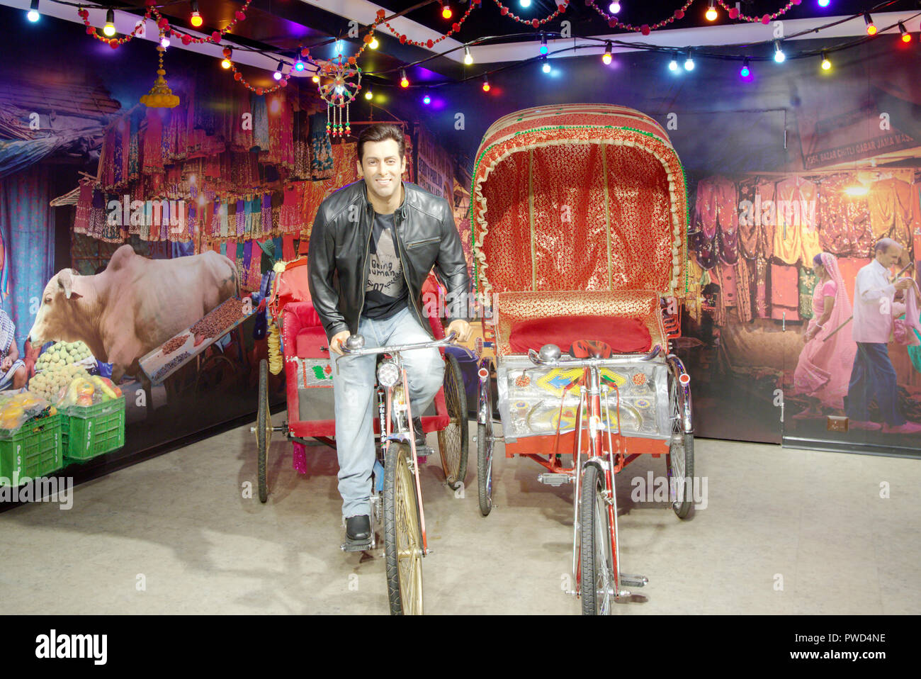 Wax figure of Indian Bollywood actor Salman Khan at Madame Tussauds museum, Delhi Stock Photo